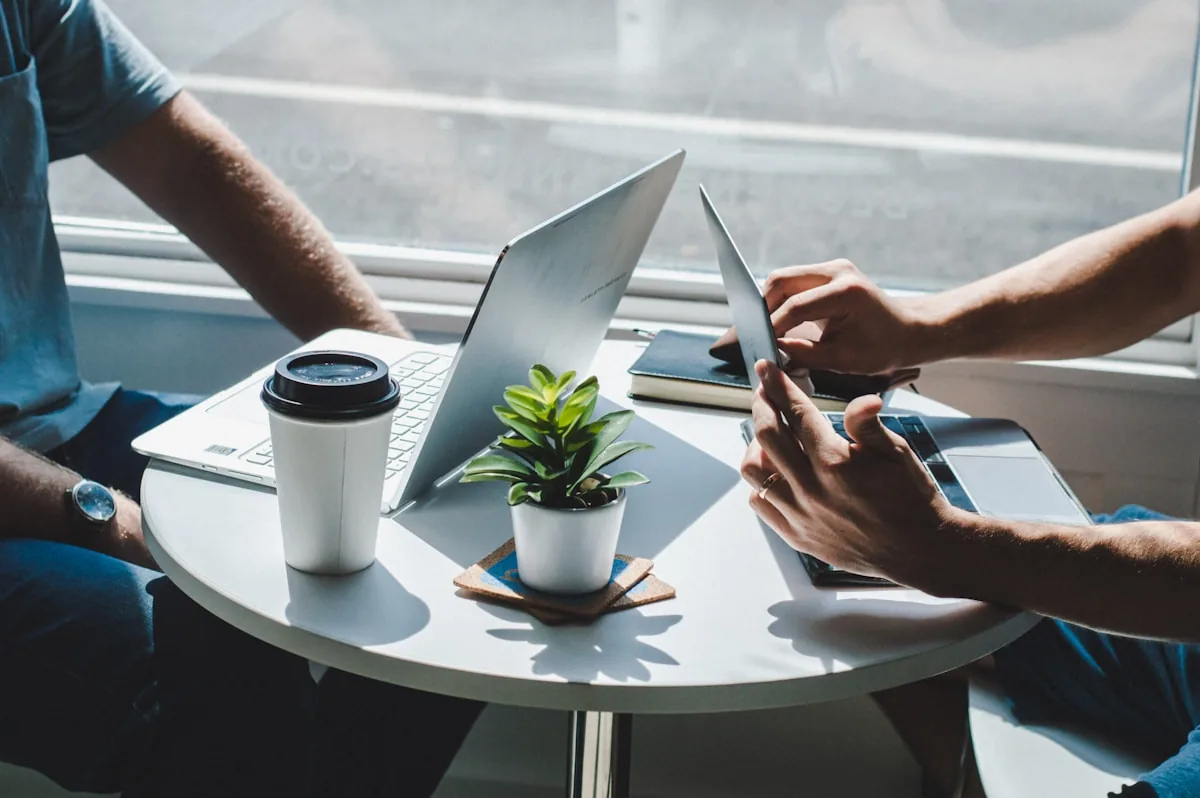 Business owner at computer managing payroll