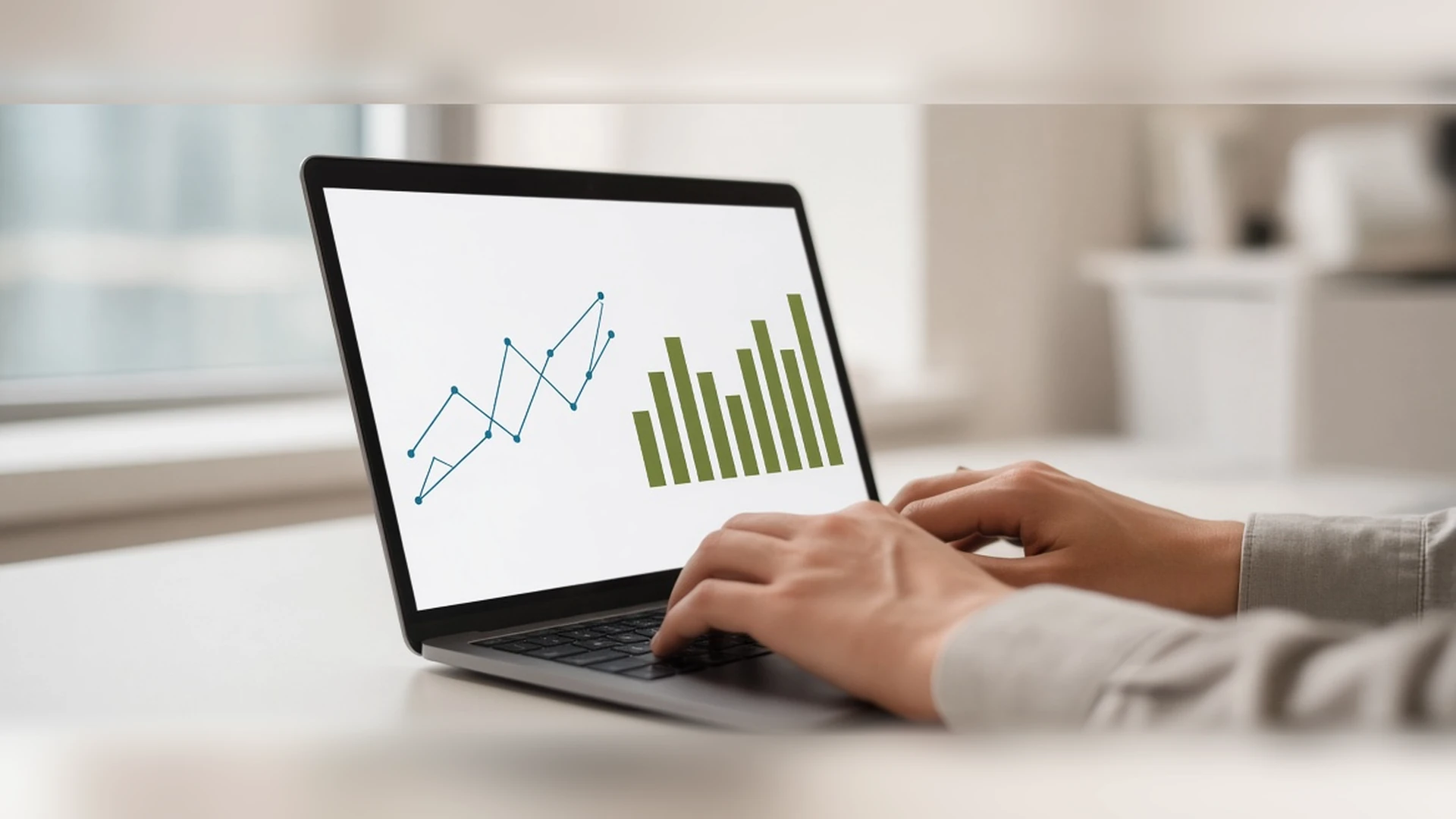 Laptop showing reconciled financial statements and a clean general ledger